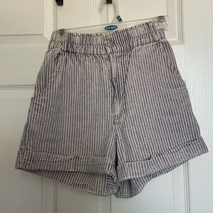 BDG Women's High Waist Striped Shorts - Blue and Pink